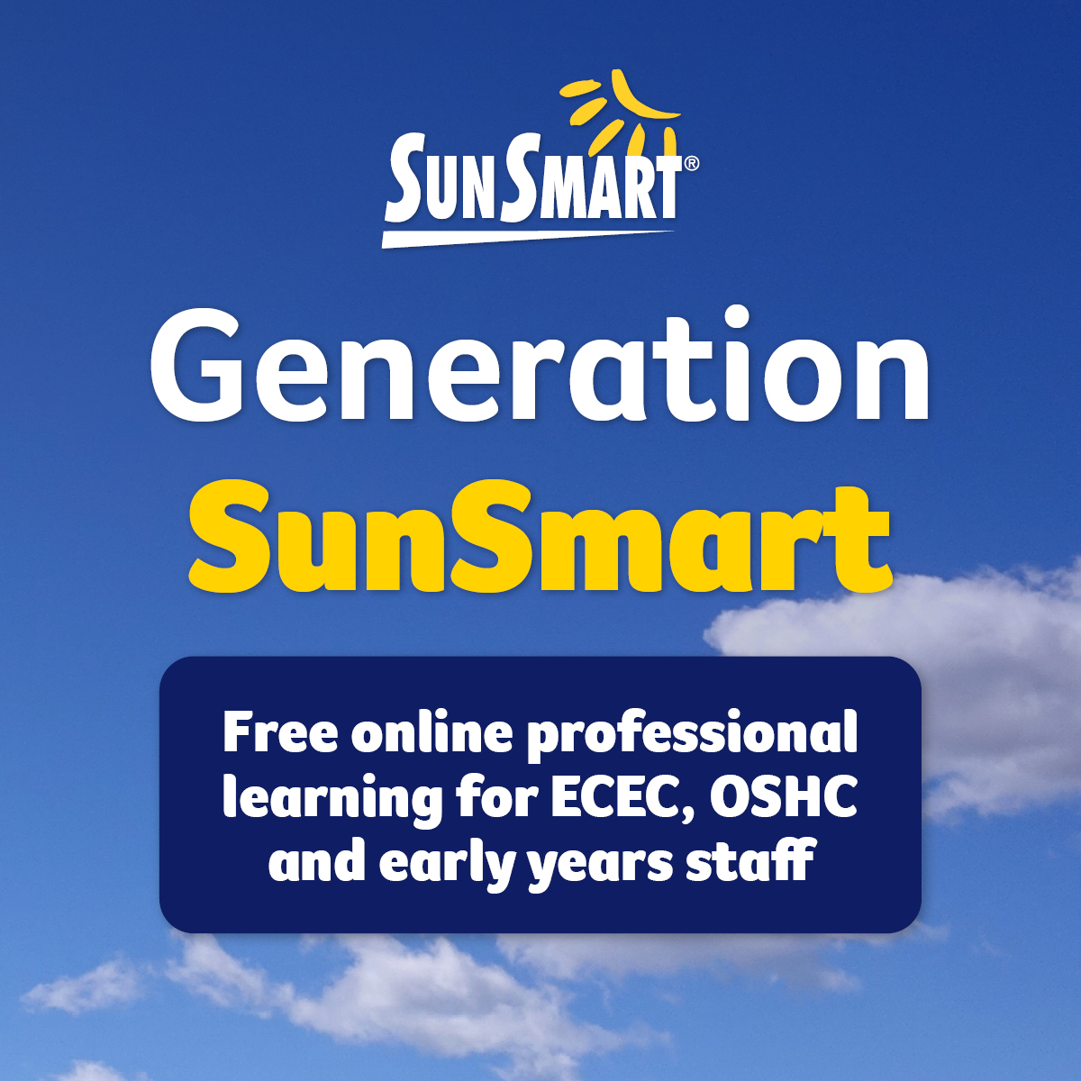 Generation SunSmart words on blue background